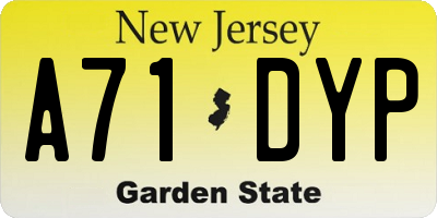 NJ license plate A71DYP