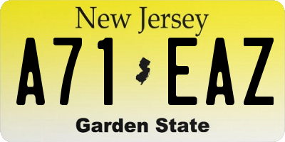 NJ license plate A71EAZ