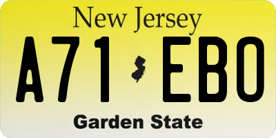 NJ license plate A71EBO