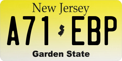NJ license plate A71EBP