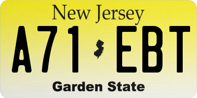 NJ license plate A71EBT