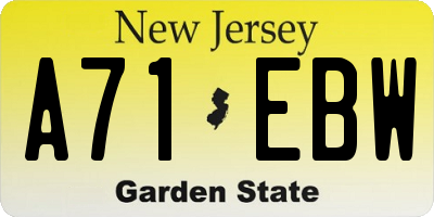 NJ license plate A71EBW