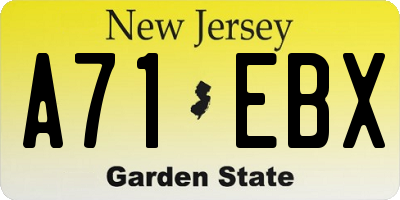 NJ license plate A71EBX