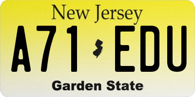 NJ license plate A71EDU