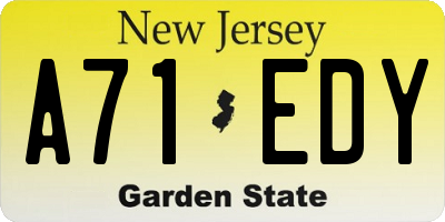 NJ license plate A71EDY