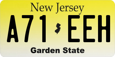 NJ license plate A71EEH