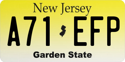 NJ license plate A71EFP