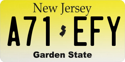 NJ license plate A71EFY