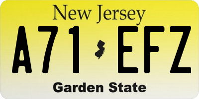 NJ license plate A71EFZ
