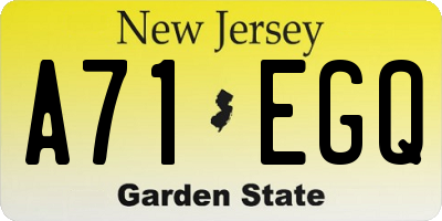 NJ license plate A71EGQ