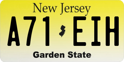 NJ license plate A71EIH