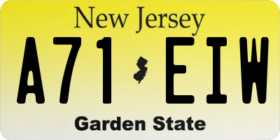 NJ license plate A71EIW