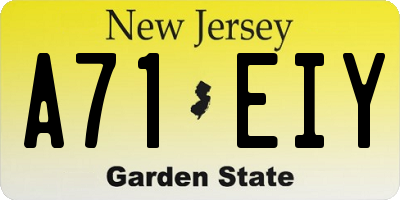 NJ license plate A71EIY