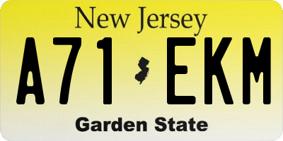 NJ license plate A71EKM