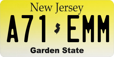 NJ license plate A71EMM