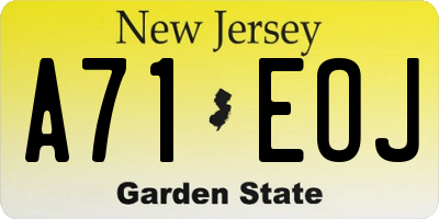 NJ license plate A71EOJ