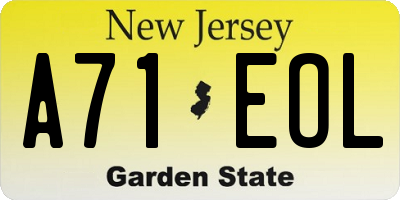 NJ license plate A71EOL