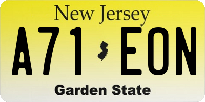 NJ license plate A71EON