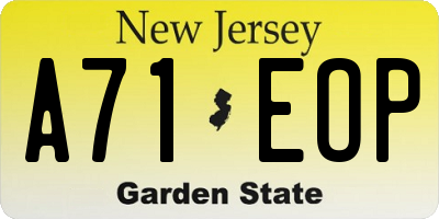 NJ license plate A71EOP