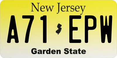 NJ license plate A71EPW