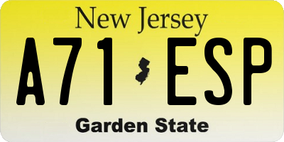 NJ license plate A71ESP