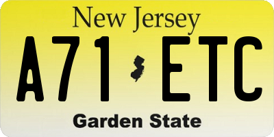 NJ license plate A71ETC