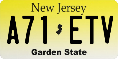 NJ license plate A71ETV