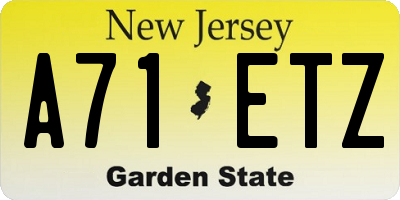 NJ license plate A71ETZ