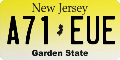 NJ license plate A71EUE
