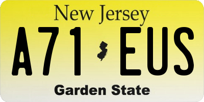 NJ license plate A71EUS