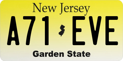NJ license plate A71EVE