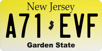 NJ license plate A71EVF
