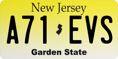 NJ license plate A71EVS