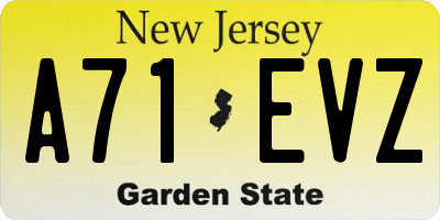 NJ license plate A71EVZ