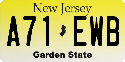 NJ license plate A71EWB