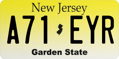 NJ license plate A71EYR