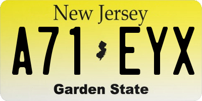 NJ license plate A71EYX