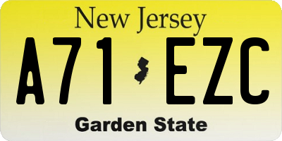 NJ license plate A71EZC