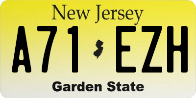 NJ license plate A71EZH