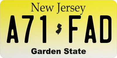 NJ license plate A71FAD