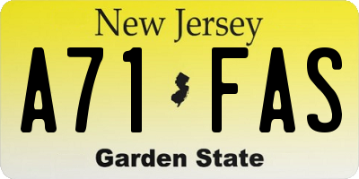 NJ license plate A71FAS