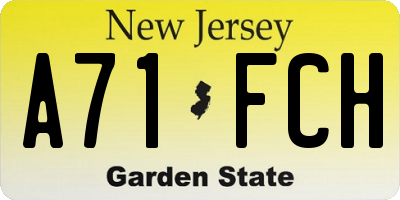 NJ license plate A71FCH