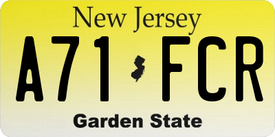 NJ license plate A71FCR