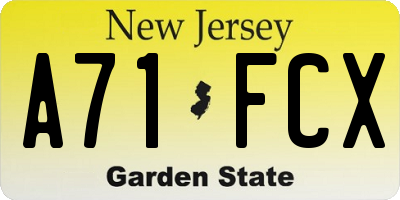 NJ license plate A71FCX