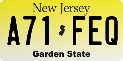 NJ license plate A71FEQ