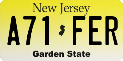 NJ license plate A71FER