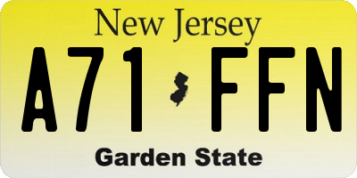 NJ license plate A71FFN