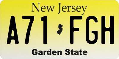 NJ license plate A71FGH