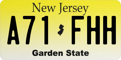 NJ license plate A71FHH