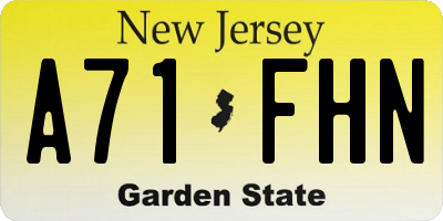 NJ license plate A71FHN